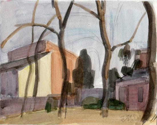 王音,风景习作,纸本水彩,2013