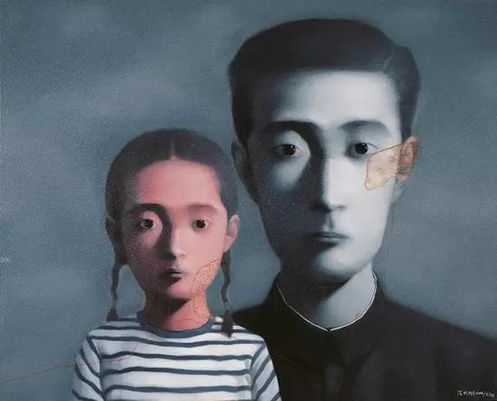 《父女2号》(2008年,布面油画,刘兰收藏)
