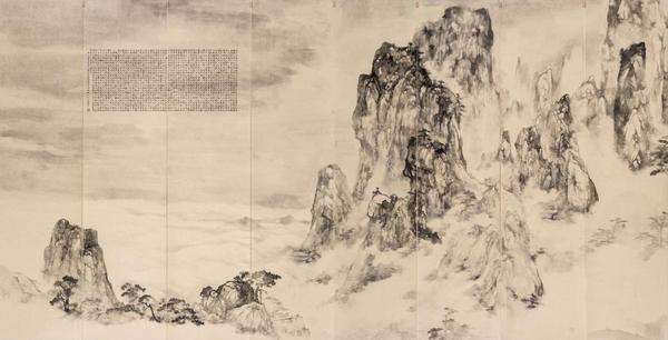 《黄山叠巘》 邓震宇 国画 266cmx136cm 2015年
