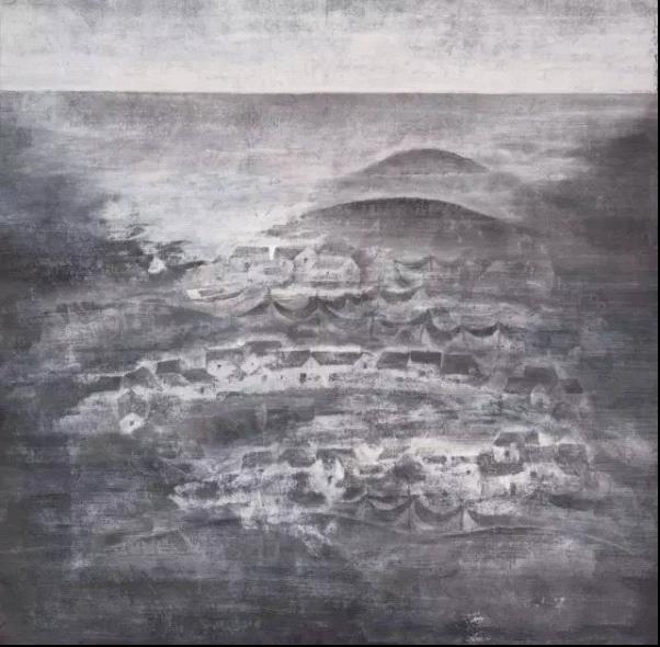 木心先生的早期作品,创作于70年代的纸本彩墨作品《渔村》,图片来源:木心美术馆
