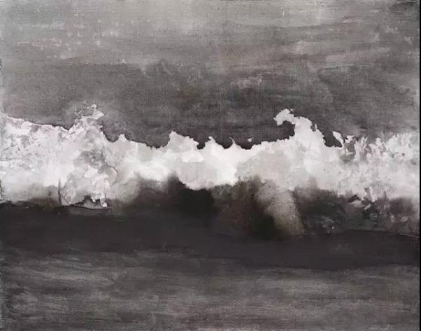 高行健《夜火》(Fire in the Dream),2016,水墨画布