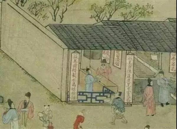 这一幅图画描绘的居然是一间眼镜铺,一名顾客正在试戴眼镜,看样子还是挺时尚的墨镜。