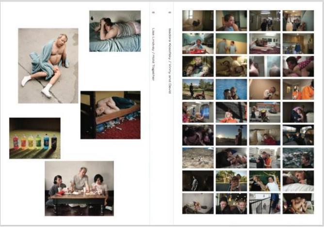 ▲ “Mossless 4”系列摄影,左:Lisa Lindvay《团结一致》(Hold Together),右:伊莎多拉·科索夫斯基(Isadora Kosofsky)《维妮与大卫》(Vinny and David),“Mossless 4”系列中的摄影师通过肖像的形式探索了我们公共与私人自我之间的关系。