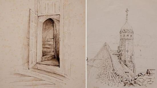 两件新近发现的波特手绘。图片:Courtesy of the National Trust