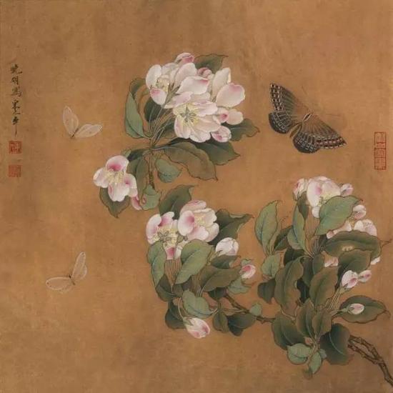 《海棠蛱蝶图页》 宋 绢本设色 纵25cm,横24.5cm