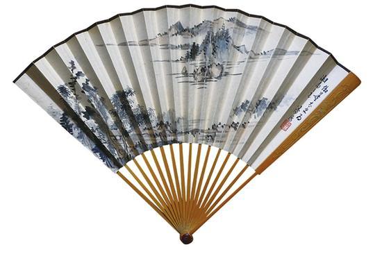 溥心畬(儒)仿董其昌山水成扇