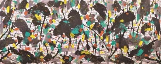 吴冠中《荷塘》 设色纸本 镜心 143 x 369 cm 1997年作