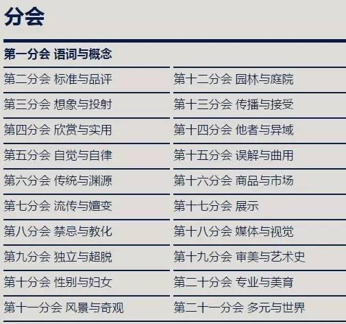 ▲ 第三十四届世界艺术史大会分会列表,图片来源:CIHA 2016