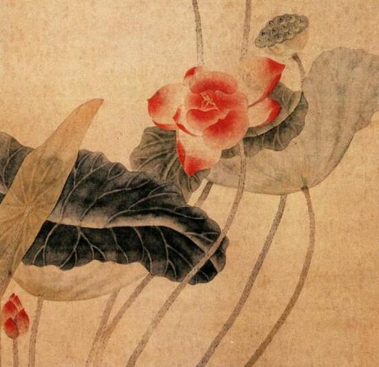 《蒲塘秋艳图》局部