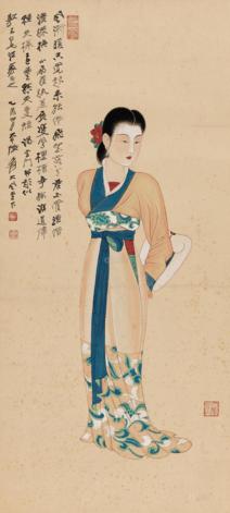 张大千 执扇仕女