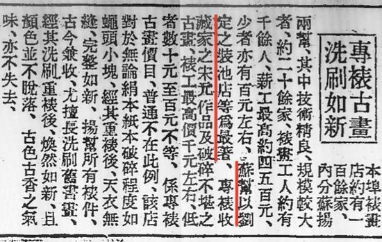 1942年《申报》关于上海装裱行业及刘定之装池的报道