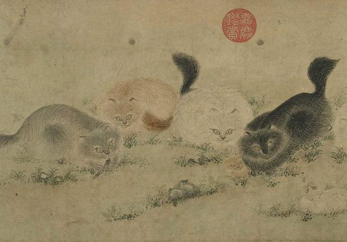 明 陶成 狸奴芳草(局部)