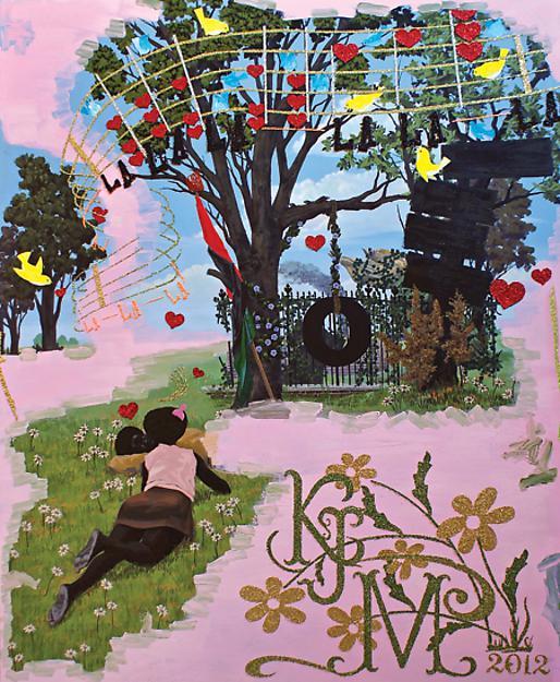 《无题之小插图Untitled (Vignette)》,PVC板上丙烯、亮片,2012年。图片来源:大都会布劳耶分馆官网