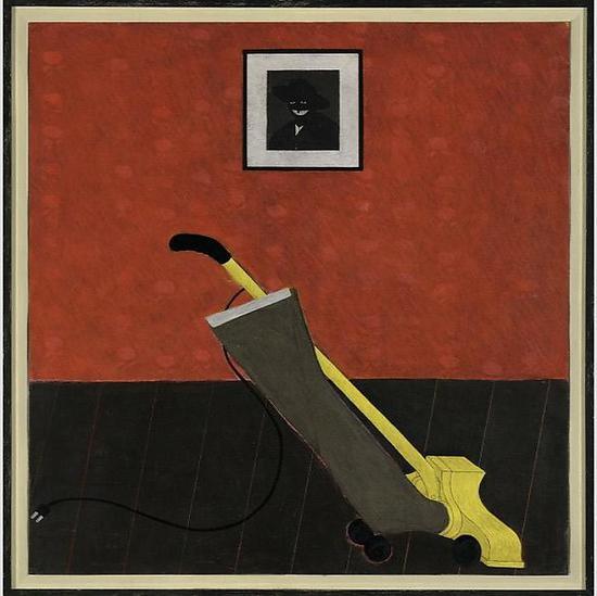 《艺术家的肖像和一只吸尘器(Portrait of the Artist &; a Vacuum)》,纸上丙烯,1981年。图片来源:大都会布劳耶分馆官网
