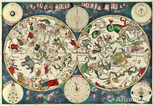 ▲弗雷德里克·德·威特在1670年绘制的星座图