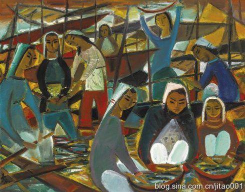林风眠油画《渔获》73×92.5厘米,2013秋香港佳士得1682万元人民币成交