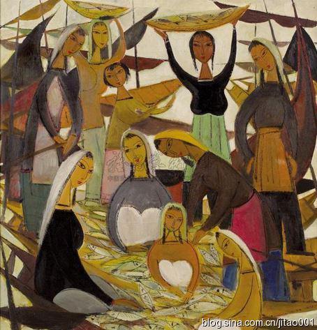 林风眠油画《渔获》83.3×78.5厘米,2009春香港苏富比1438万元人民币成交