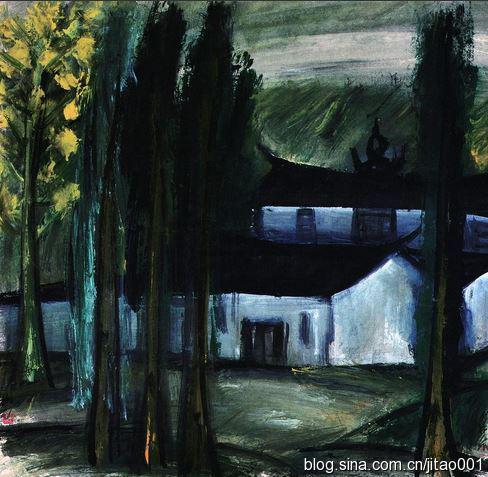 林风眠设色纸本《山村》67×69厘米,1995春香港佳士得20万元人民币拍出