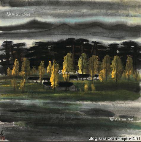 林风眠设色纸本《风景》65×63厘米,1996春嘉德22万元成交