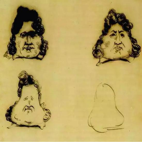 ▲法国国王路易斯·菲利普的脸被画成一只梨子,梨子在法语口语中也是描述性器官的双关语。