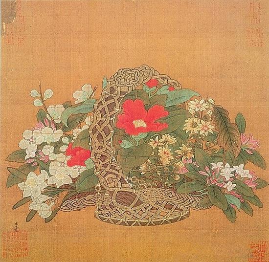 南宋 李嵩 花篮图(冬) 台北故宫博物院藏