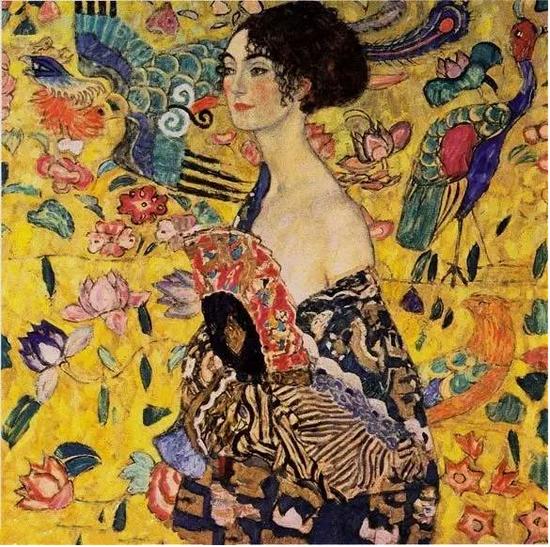 《持扇女子》,克里姆特,1917-1918年。图片来源于网络