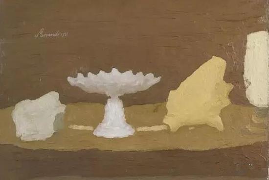 ▲莫兰迪《静物》,布面油画,54×64cm,1931年