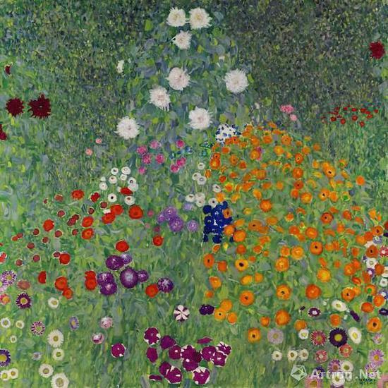 克林姆《花草农园》 油彩画布, 110X110CM 1907年作 估价待询 成交价:47,971,250英镑(75,329,254美元,合人民币:4.6亿元)