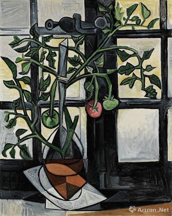 毕加索《番茄》 布面油画 92X73CM 1944年8月6日至9日作 估价:10,000,000-15,000,000英镑, 成交价:17,033,750英镑(26,748,098美元,合人民币:1.6亿元)