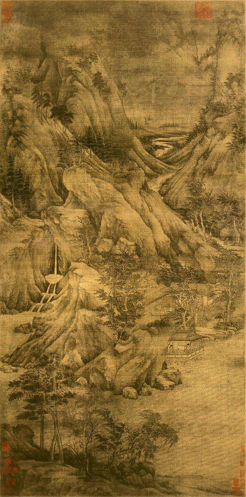 五代 (传)董元 溪岸图 轴