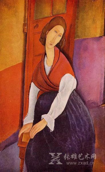 Jeanne-Hebuterne-in-Red-Shawl