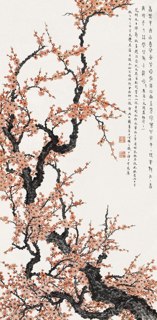 附图6。丁辅之 占尽春光 立轴