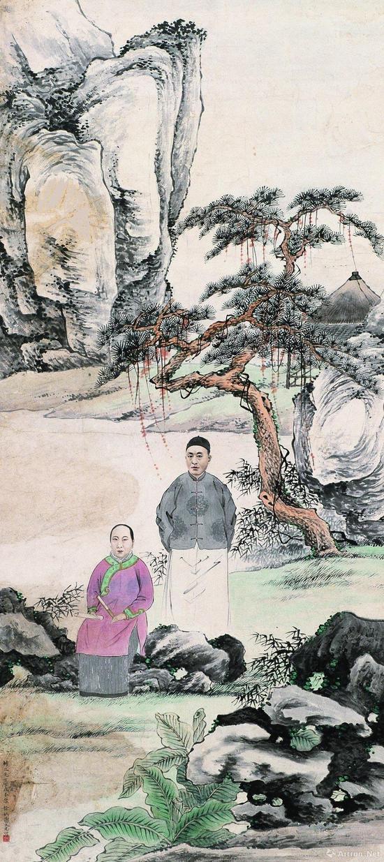 附图3。谢之光 《丁辅之像》 中堂