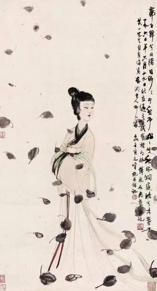 傅抱石1960年作湘夫人 设色纸本