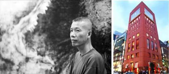 蔡国强(左)、资生堂银座大楼(右)
