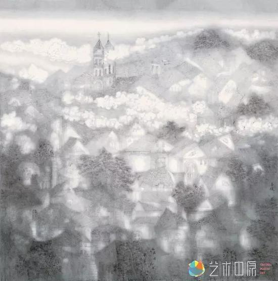圣域—苍茫云霭溢清澄 200cm×200cm 2014年