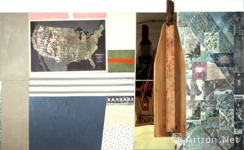 Green Gauge (Spread),Pace,Sculpture,solvent transfer, acrylic and collage on wood with ironing board 188.0 × 338.5 × 77.5 尺寸(厘米)