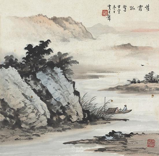 黄君璧 落霞孤鹜