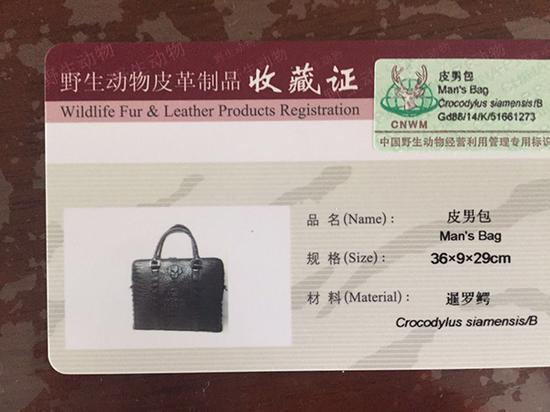 收藏证显示的皮包款式,与王丹阳购买的皮包款式不同