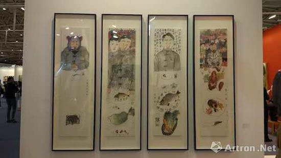 2017艺术北京,李津作品 《龙的盛宴》 138.5X35CMX4 纸本设色 ,120万售出
