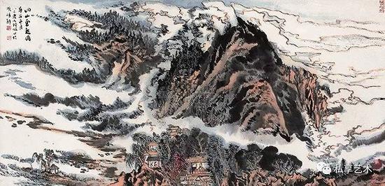 陆俨少 四山云起图