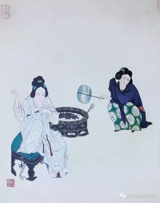 摹《捣练图》(局部)1956年