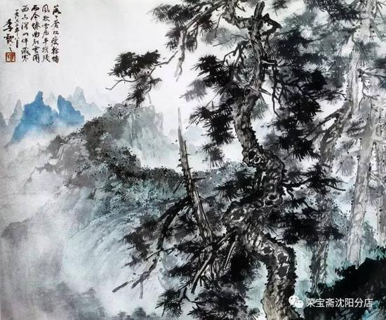 《苍松岁寒图》(淡彩 矾纸)