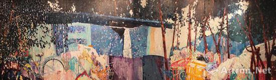 曹洋帆 《栖居》 190x680cm 布面油画 2017年3月 西安美术学院 指导老师:钟晓京