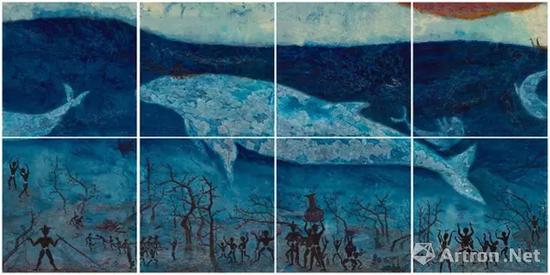 陳雯柔 《海灵回转》 100x200cm 纸本重彩 中央美术学院 指导教师:刘金贵