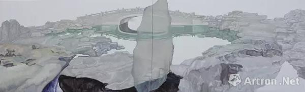 王晨旭 《入石》 200x60cm 布面油画 中央美术学院 指导教师:胡建成