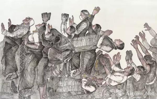 岑道一《忏》 250x160cm 纸本水墨 中央美术学院 指导教师:王晓辉