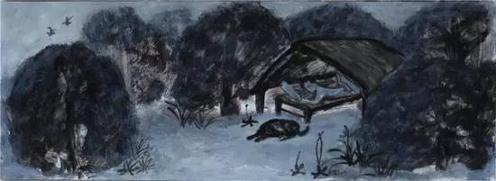 苹果园的暑假 纸本丙烯 20x60cm 2014