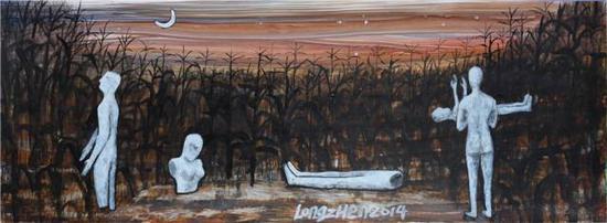 梦游青纱帐 纸本丙烯 20x60cm 2014