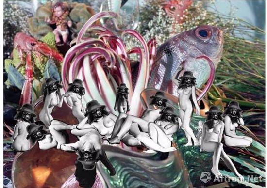 鸟头,《情放志荡-2017-22》,2017,香格纳画廊展位,摄影,银盐黑白冲洗和Lambda彩色打印,金属钉固定,90.0 × 115.0厘米